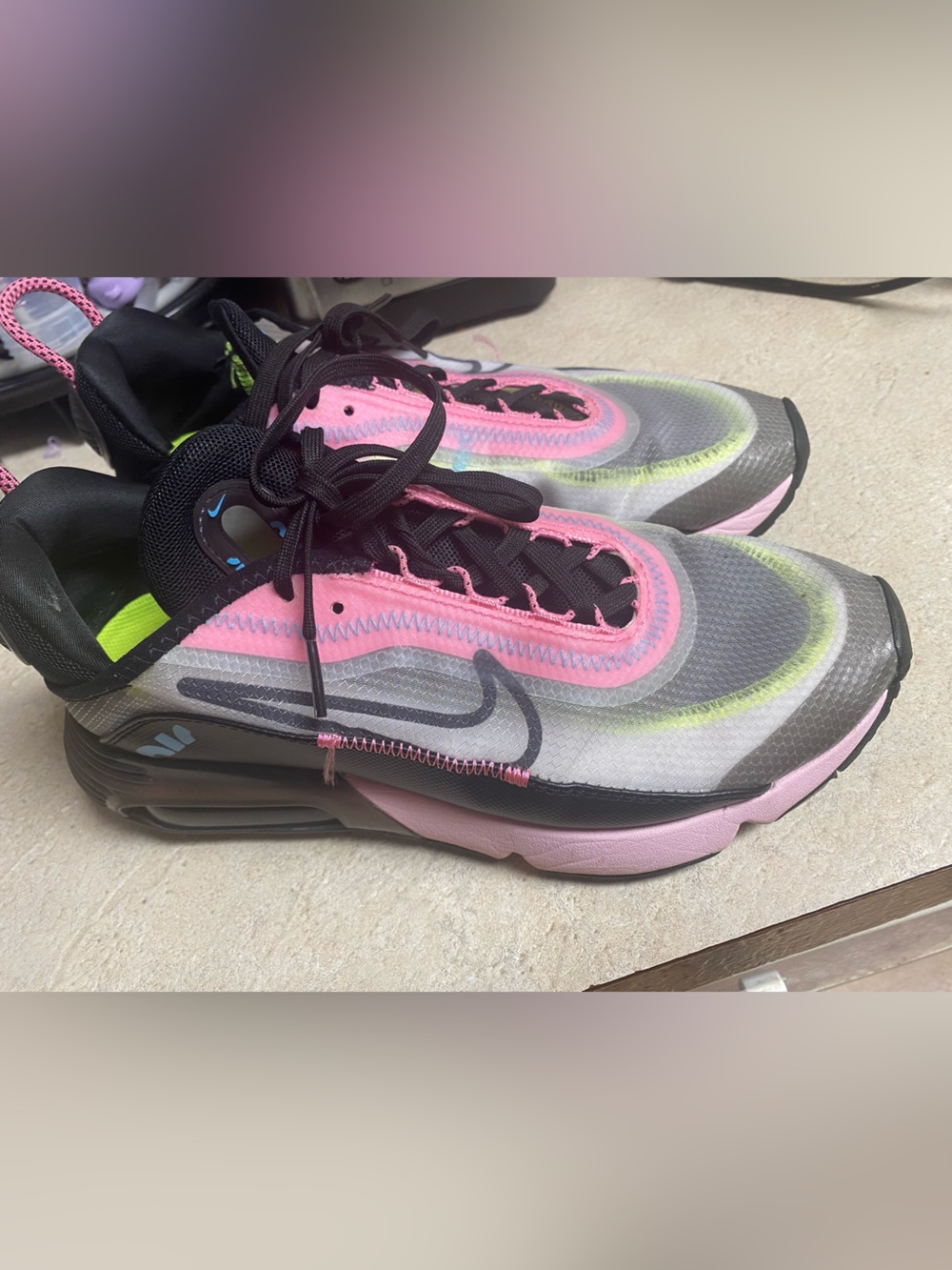 Nike Gray, Pink & Neon Yellow Air Max Sneakers